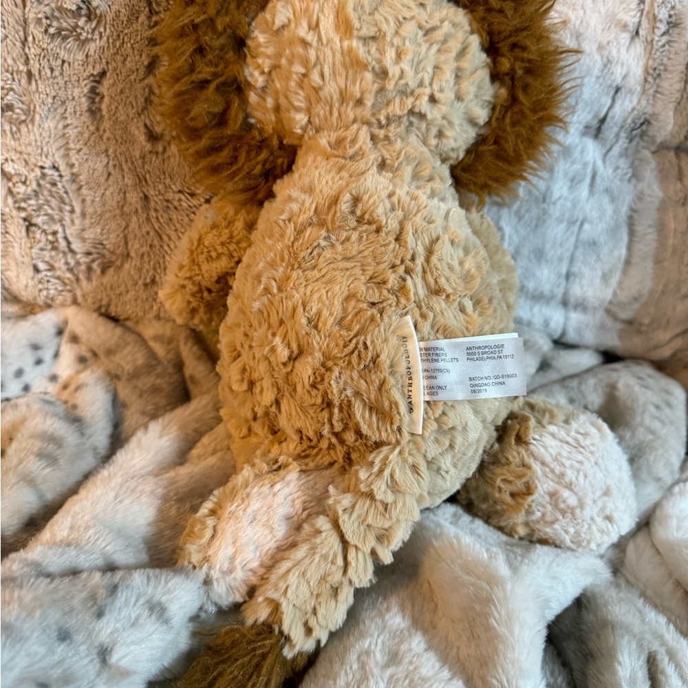 Anthropologie Brown and Cream Plush Lion - Picture 5 of 5